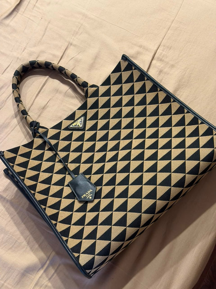 Prada Symbole embroidered tote bag