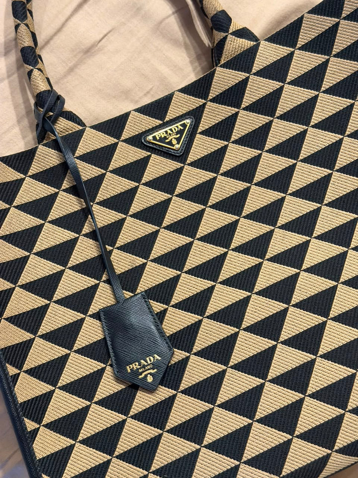 Prada Symbole embroidered tote bag