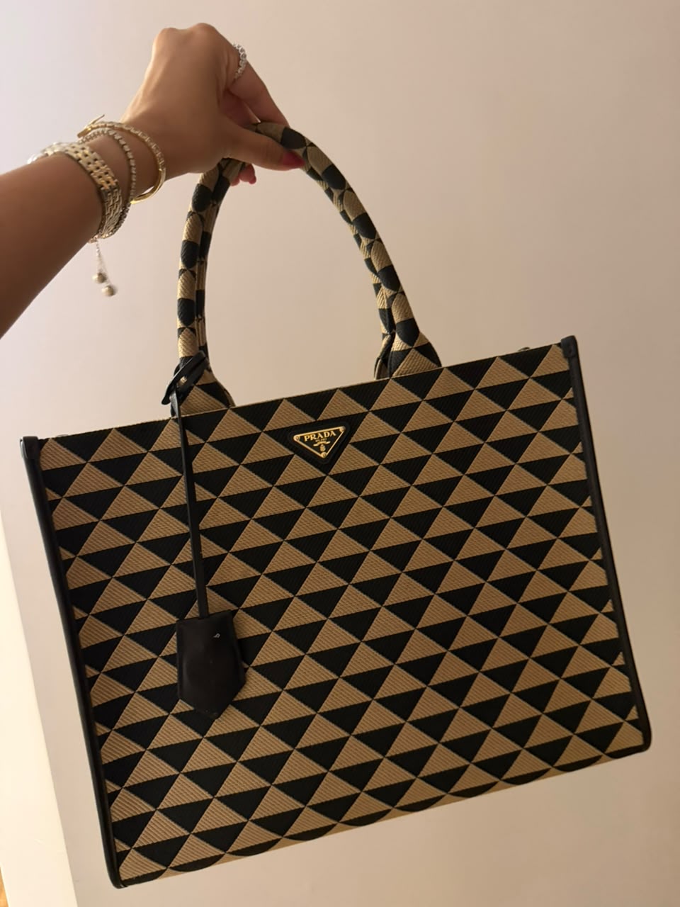 Prada Symbole embroidered tote bag