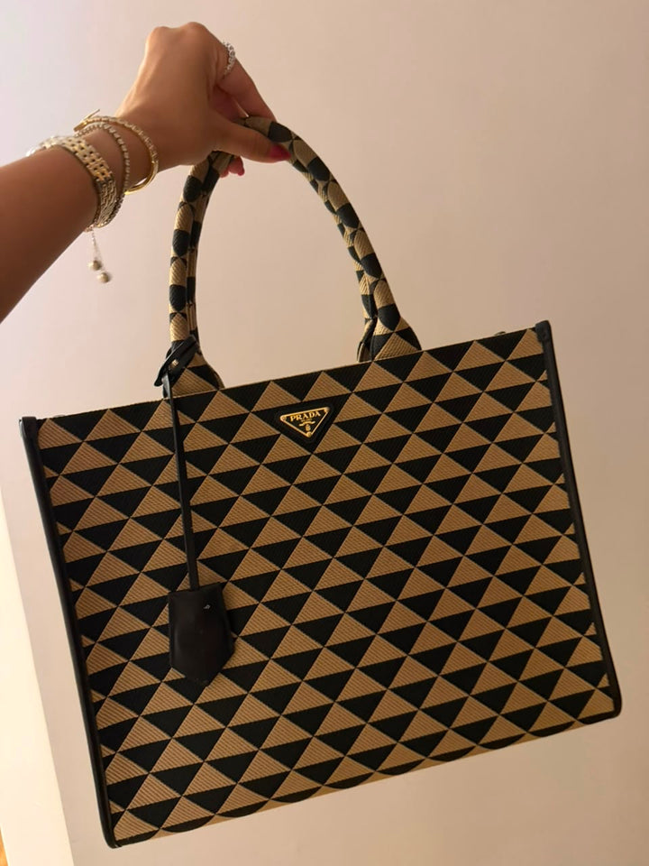 Prada Symbole embroidered tote bag