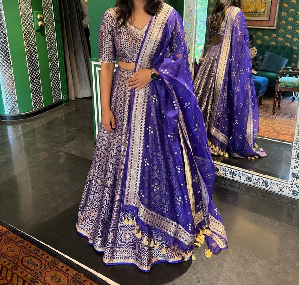 Anita Dongre Purple Embroidered Lehenga Set