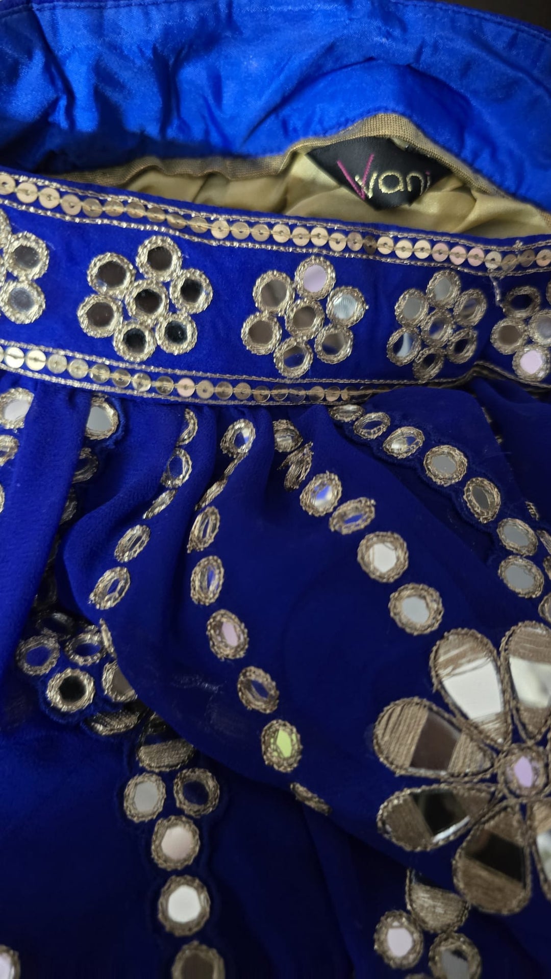 Vani Vats Royal Blue Small Flower Linear Lehenga Set