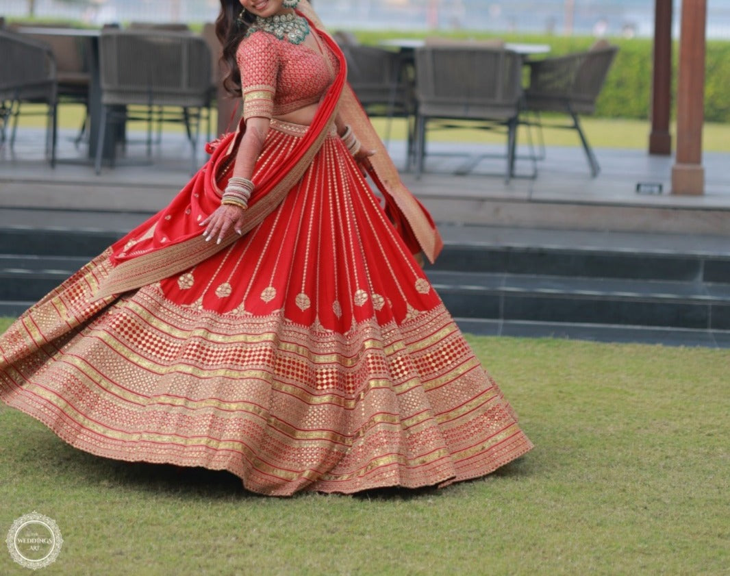 Sabyasachi Red Bridal Lehenga Set