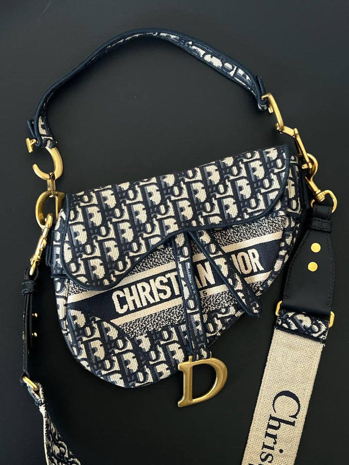 Dior Saddle Bag – Blue Dior Oblique Embroidery