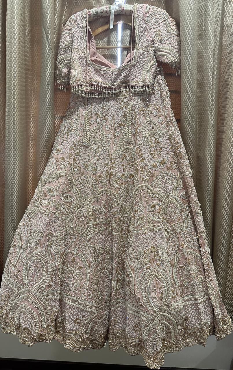 Seema Gujral Blush Pink Embroidered Lehenga Set