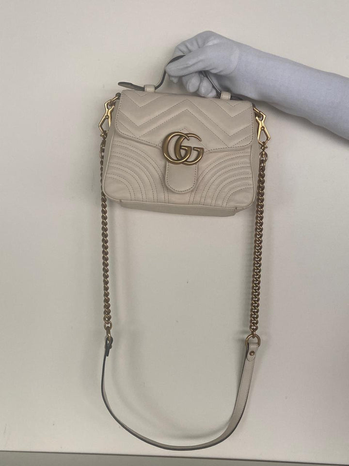 Gucci Leather GG Marmont Top Handle Bag