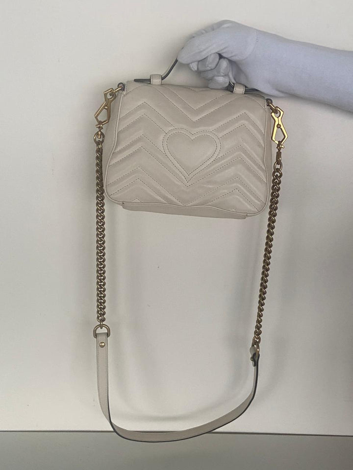 Gucci Leather GG Marmont Top Handle Bag