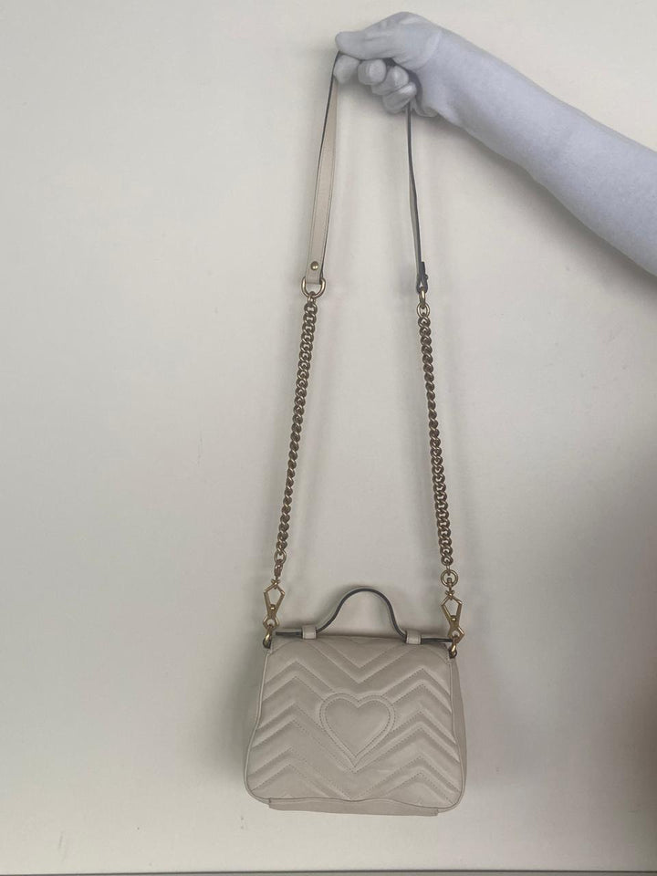 Gucci Leather GG Marmont Top Handle Bag