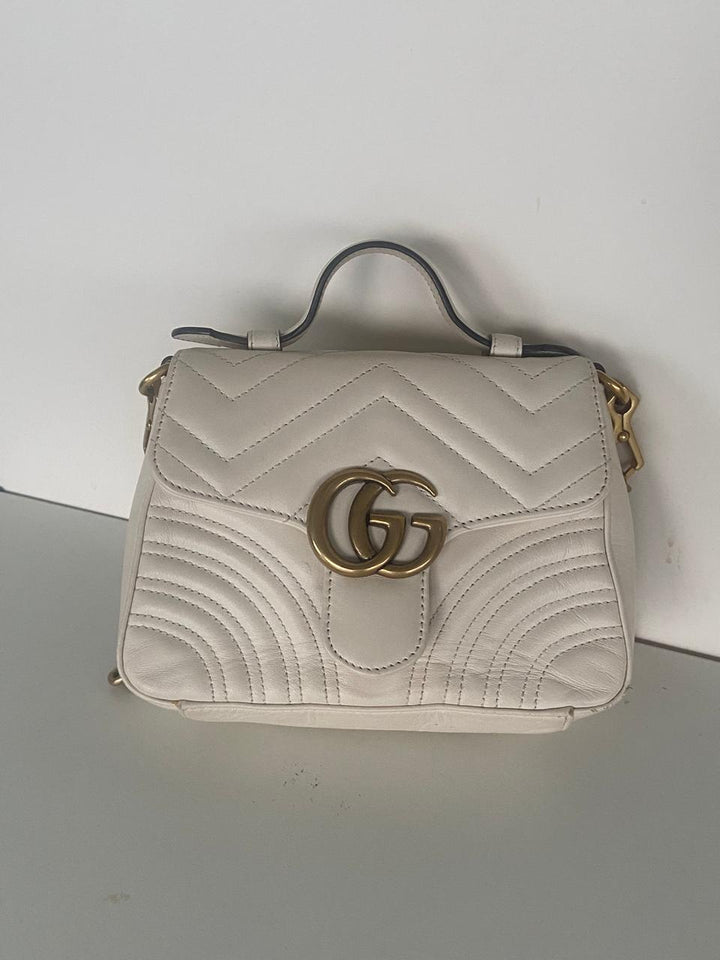 Gucci Leather GG Marmont Top Handle Bag