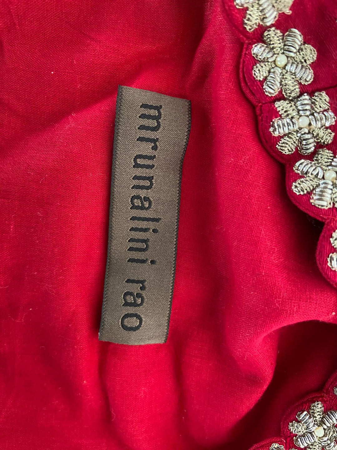 Mrunalini Rao Red Raw Silk Embroidered Lehenga Set