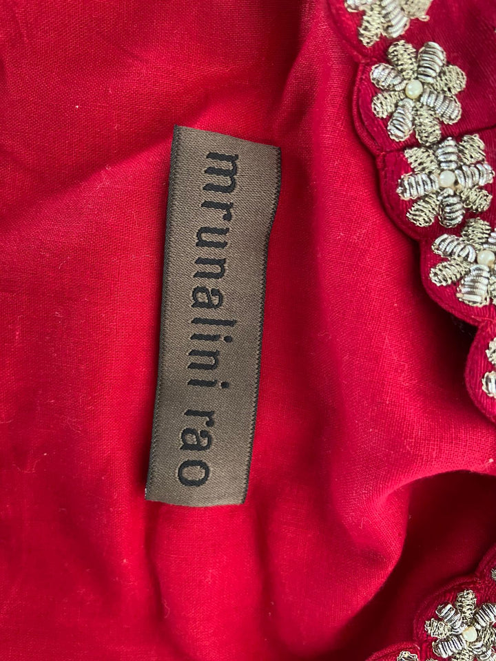 Mrunalini Rao Red Raw Silk Embroidered Lehenga Set