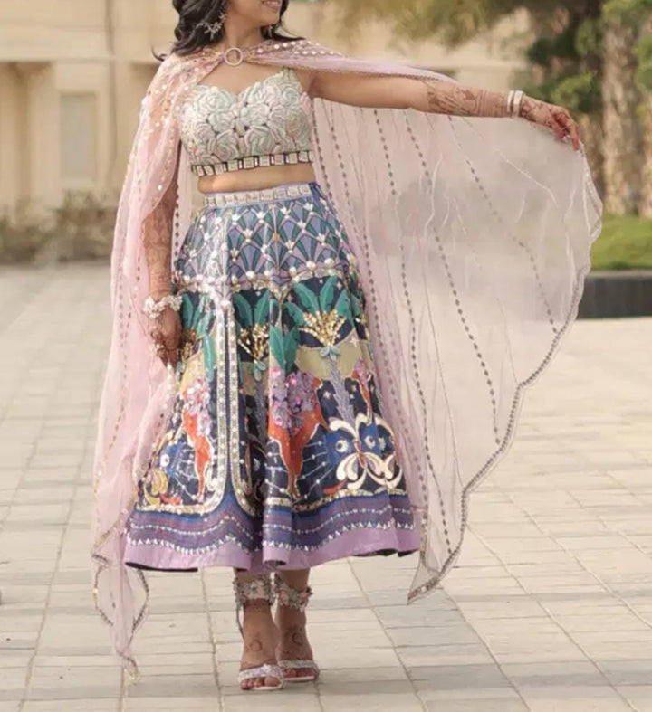 Papa Don’t Preach Embellished Multicolour Skirt Set