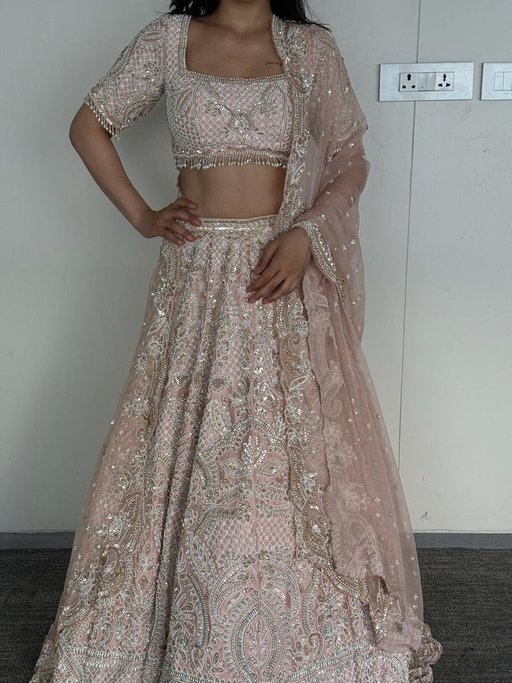Seema Gujral Blush Pink Embroidered Lehenga Set