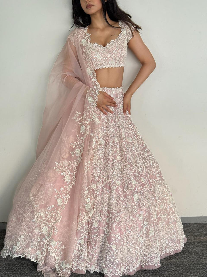 Anushree Reddy Leh Sierra Blush Pink Lehenga Set