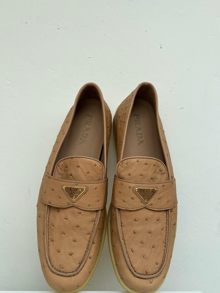 Prada Ostrich Leather Loafers Size 9.5