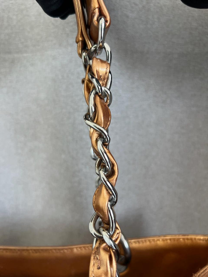 Chanel Metallic Patent Quilted Grand Shopping Tote