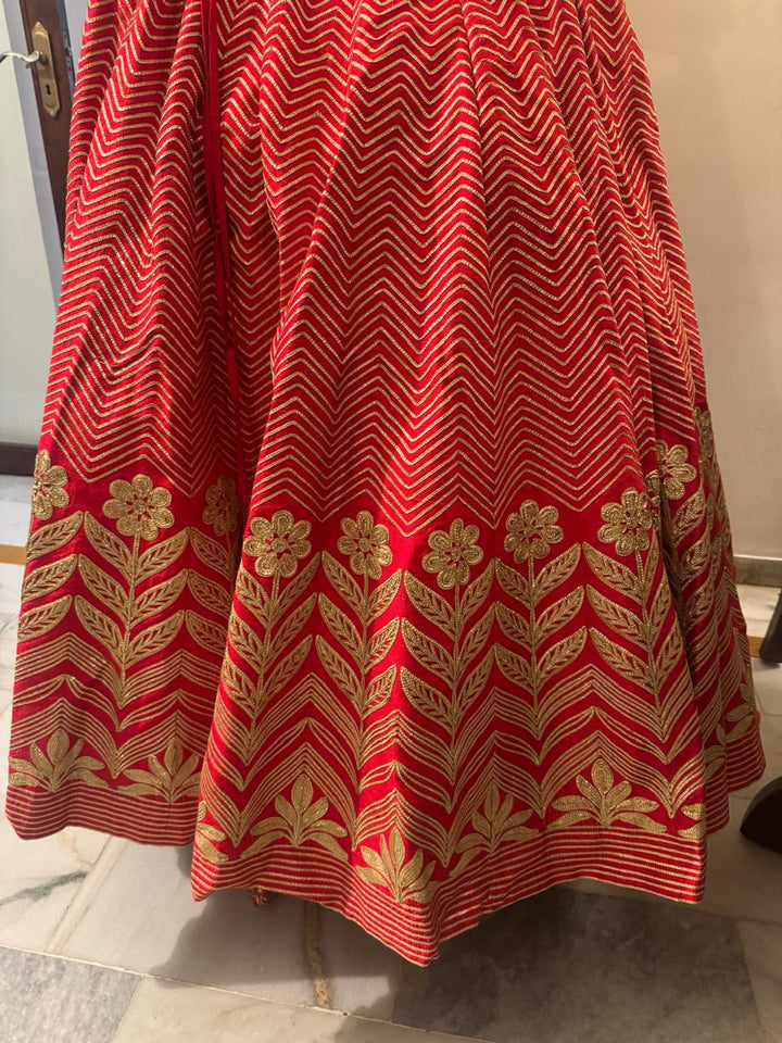Anita Dongre Red & Gold Banarasi Lehenga Set