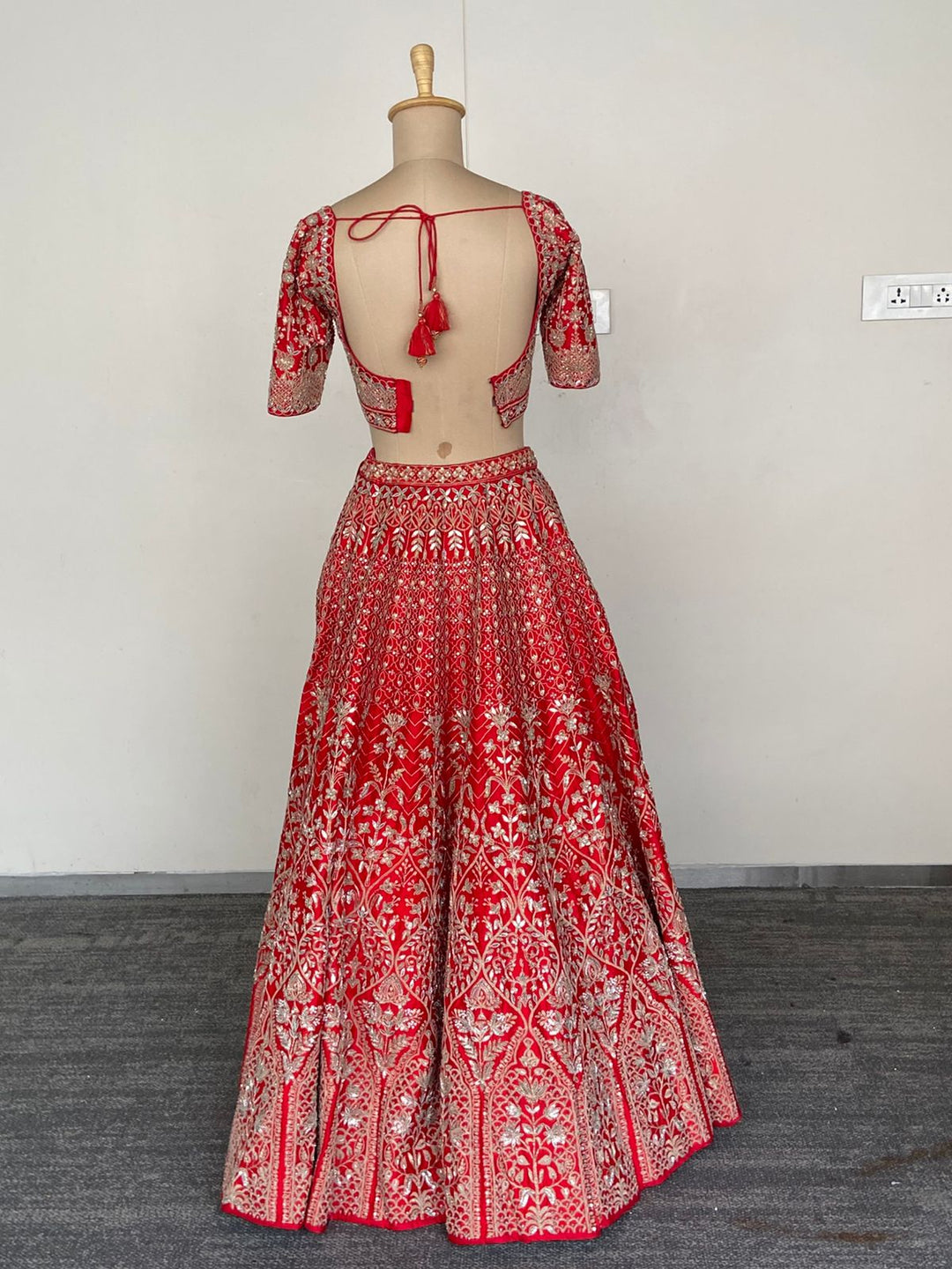 Anita Dongre Red Zardozi Embroidered Bridal Lehenga Set