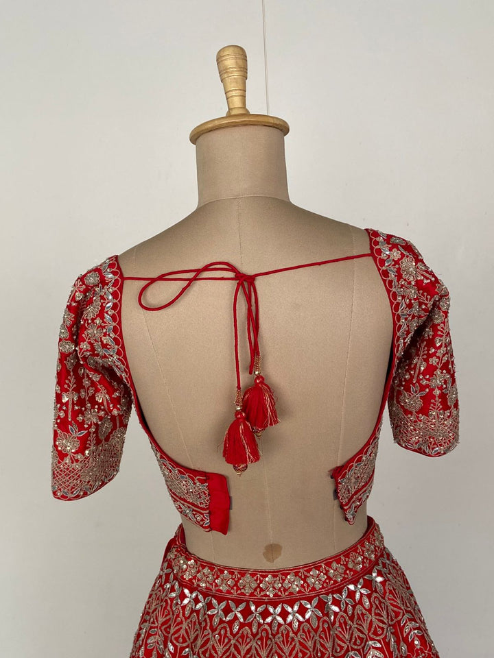 Anita Dongre Red Zardozi Embroidered Bridal Lehenga Set