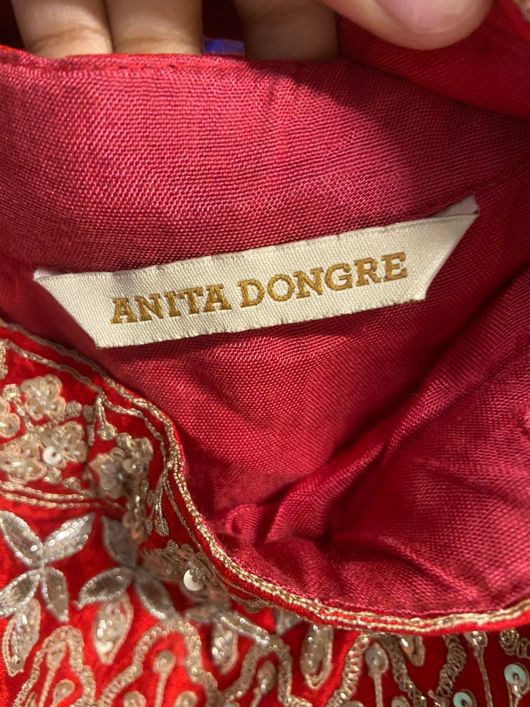 Anita Dongre Red Zardozi Embroidered Bridal Lehenga Set