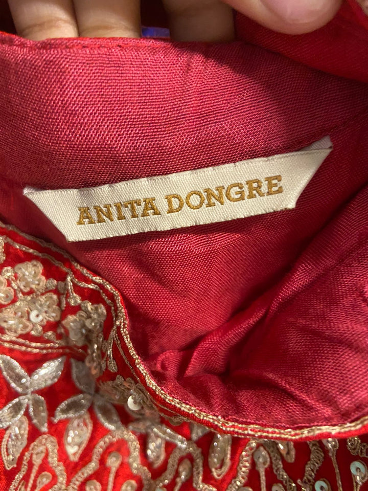 Anita Dongre Red Zardozi Embroidered Bridal Lehenga Set