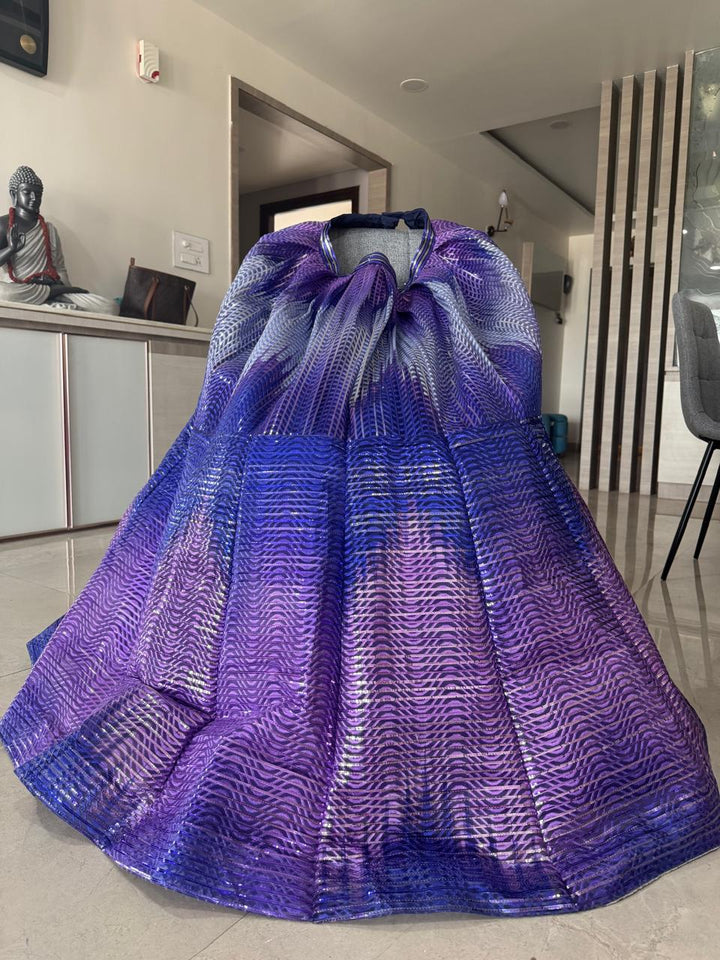 Amit Aggarwal Metallic Ombre Lehenga Set
