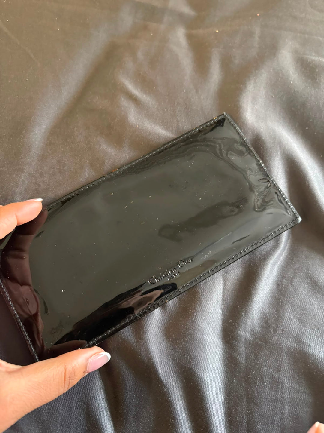 Dior Black Patent Cannage Lady Dior Pouch