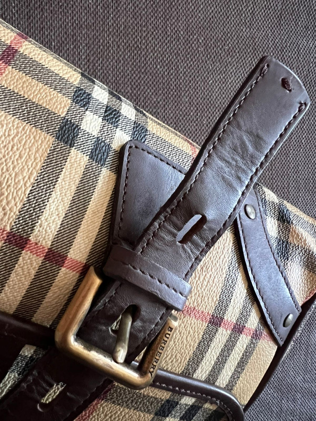 Burberry Haymarket Buckle Flap Shoulder Bag
