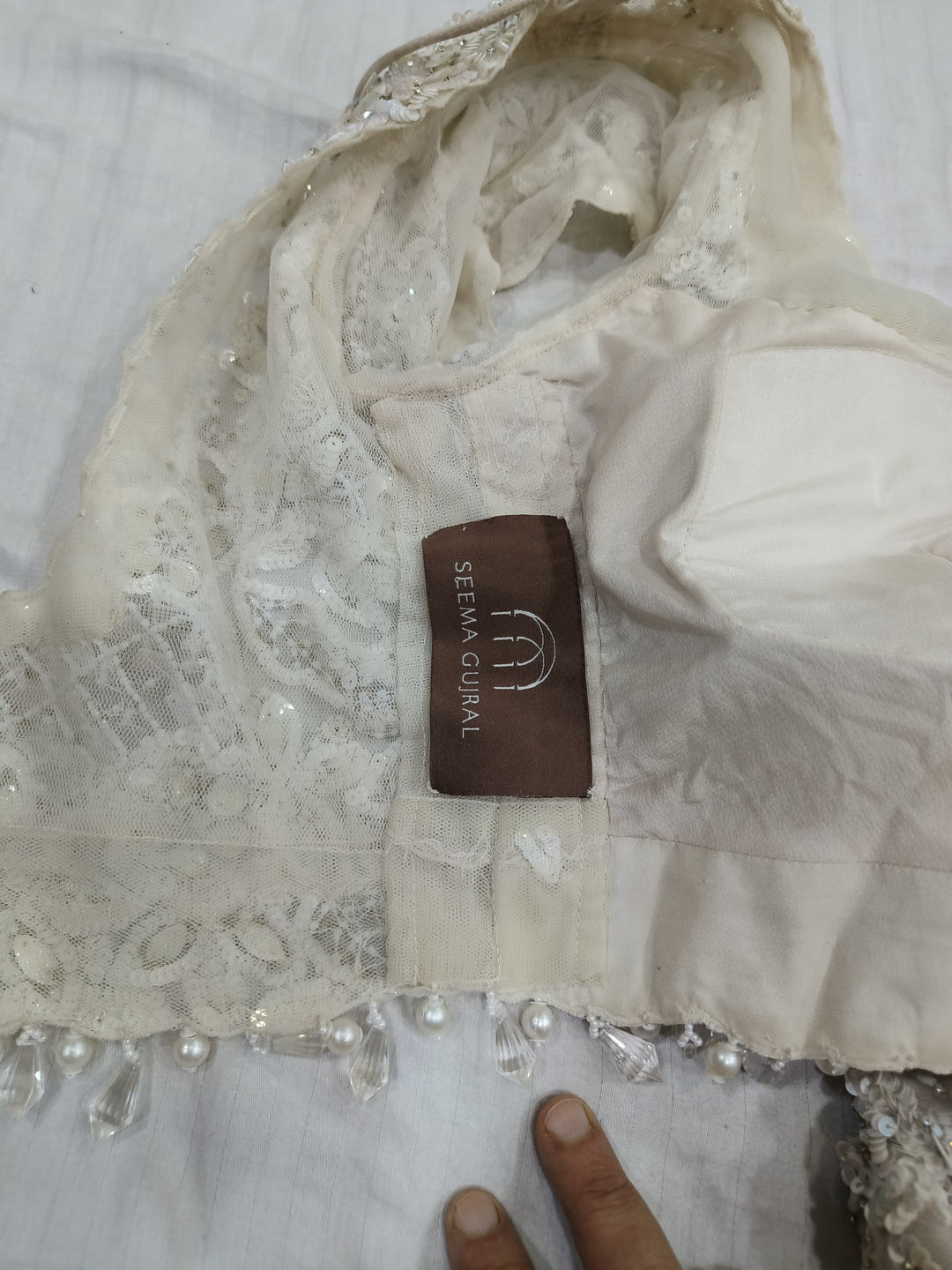 Seema Gujral Ivory Embellished Bridal Lehenga Set