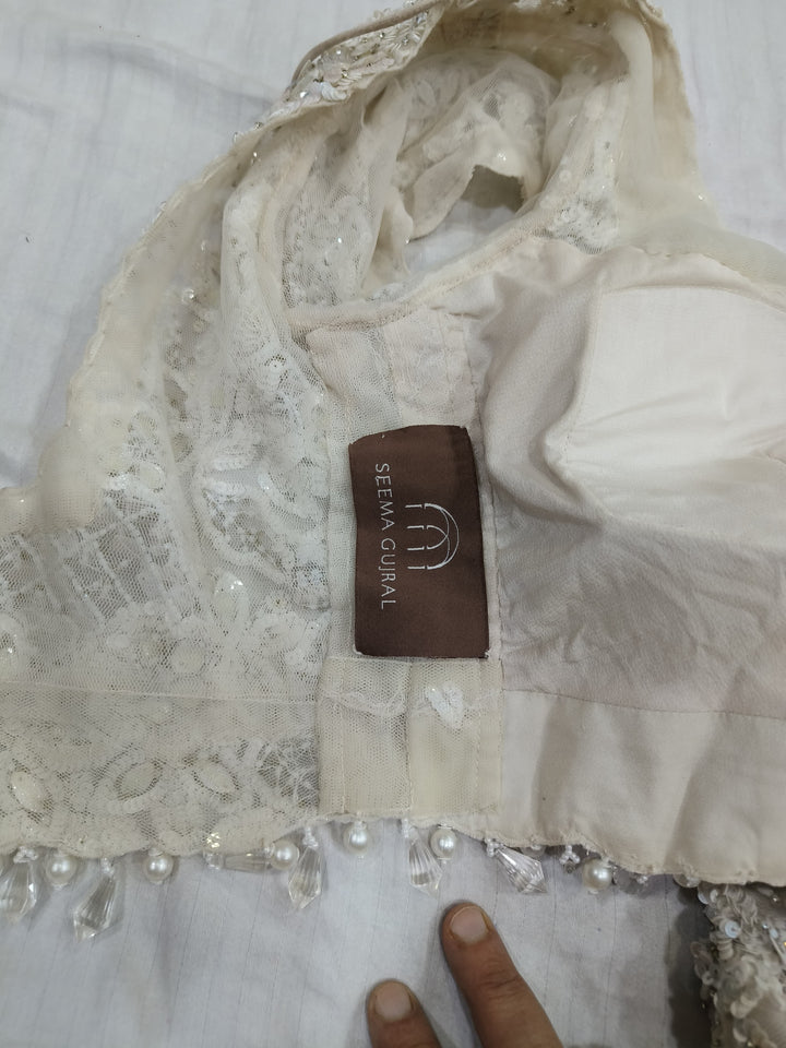 Seema Gujral Ivory Embellished Bridal Lehenga Set