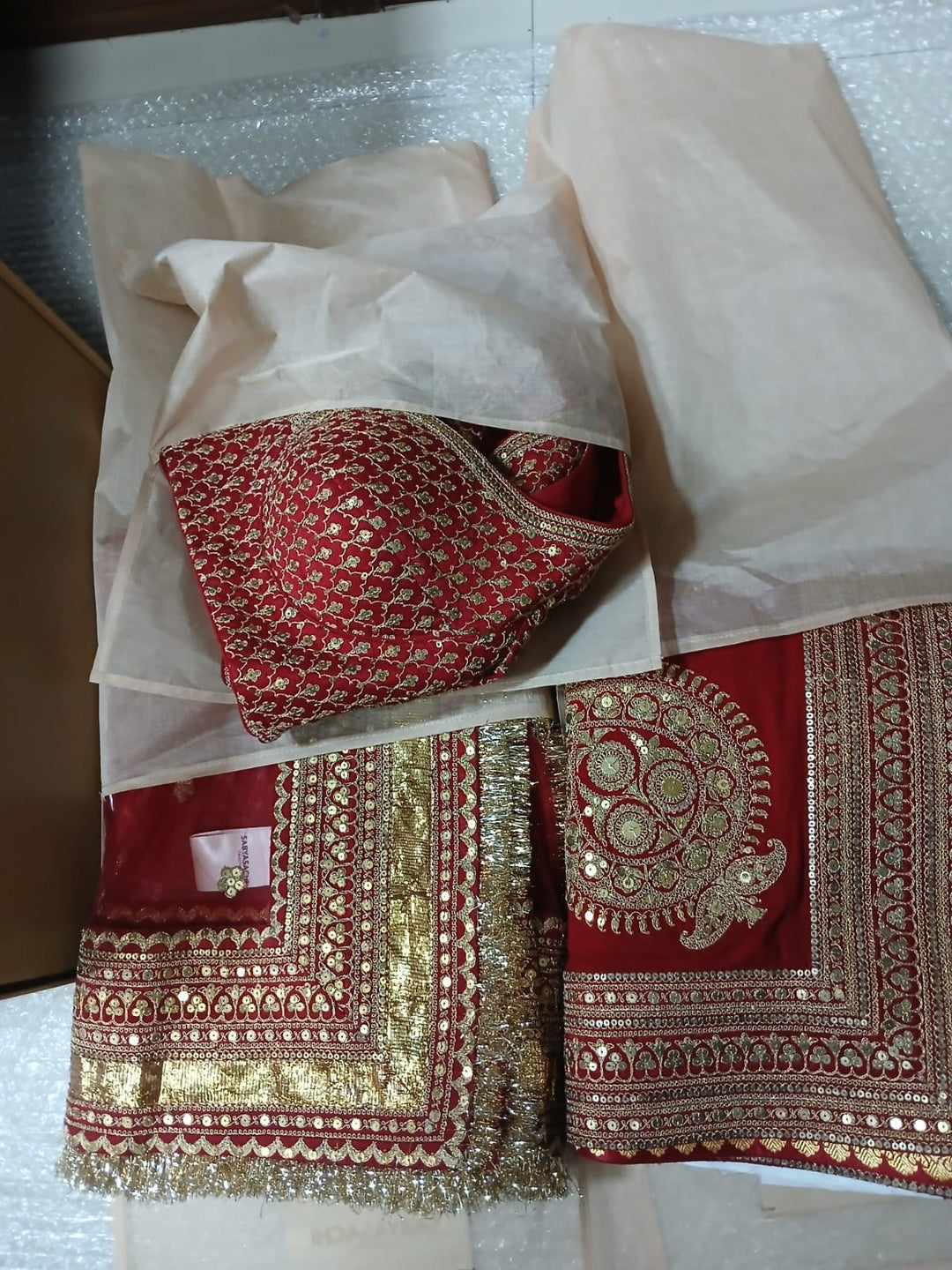 Sabyasachi Classic Red Bridal Lehenga Set