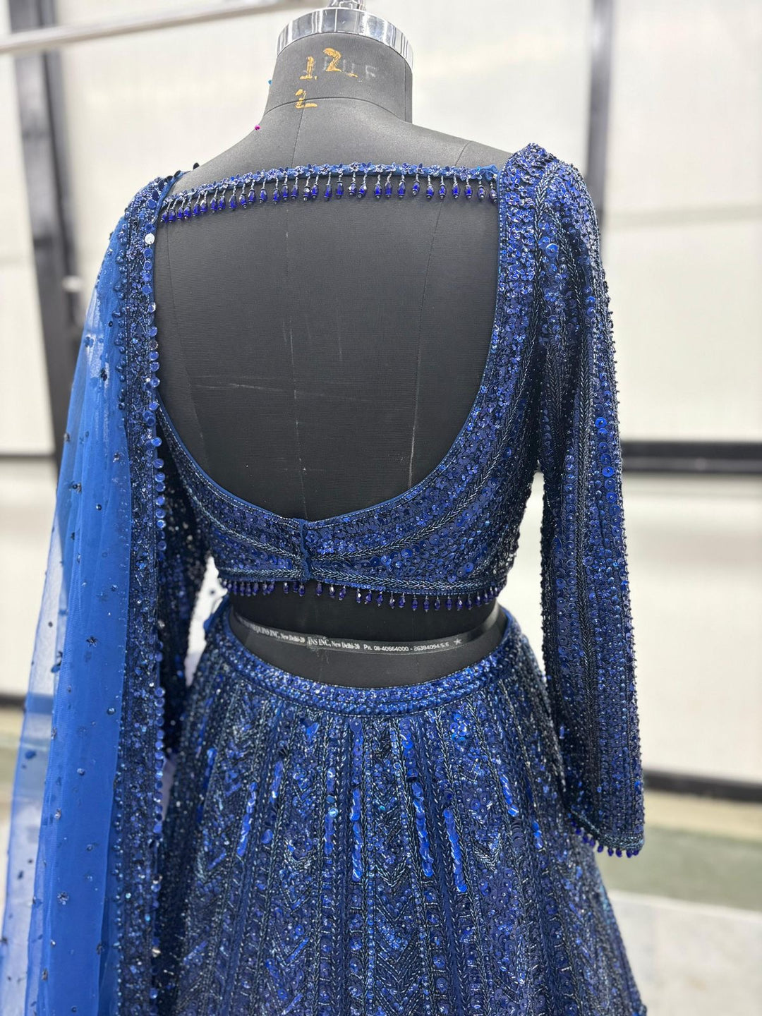 Seema Gujral Midnight Blue Sequin Lehenga Set