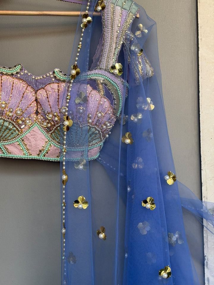 Papa Don’t Preach Blue Embellished Lehenga Set