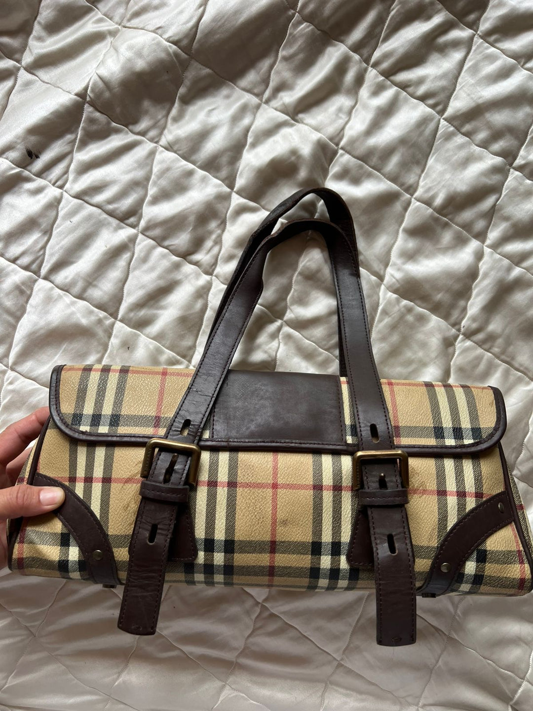 Burberry Haymarket Buckle Flap Shoulder Bag