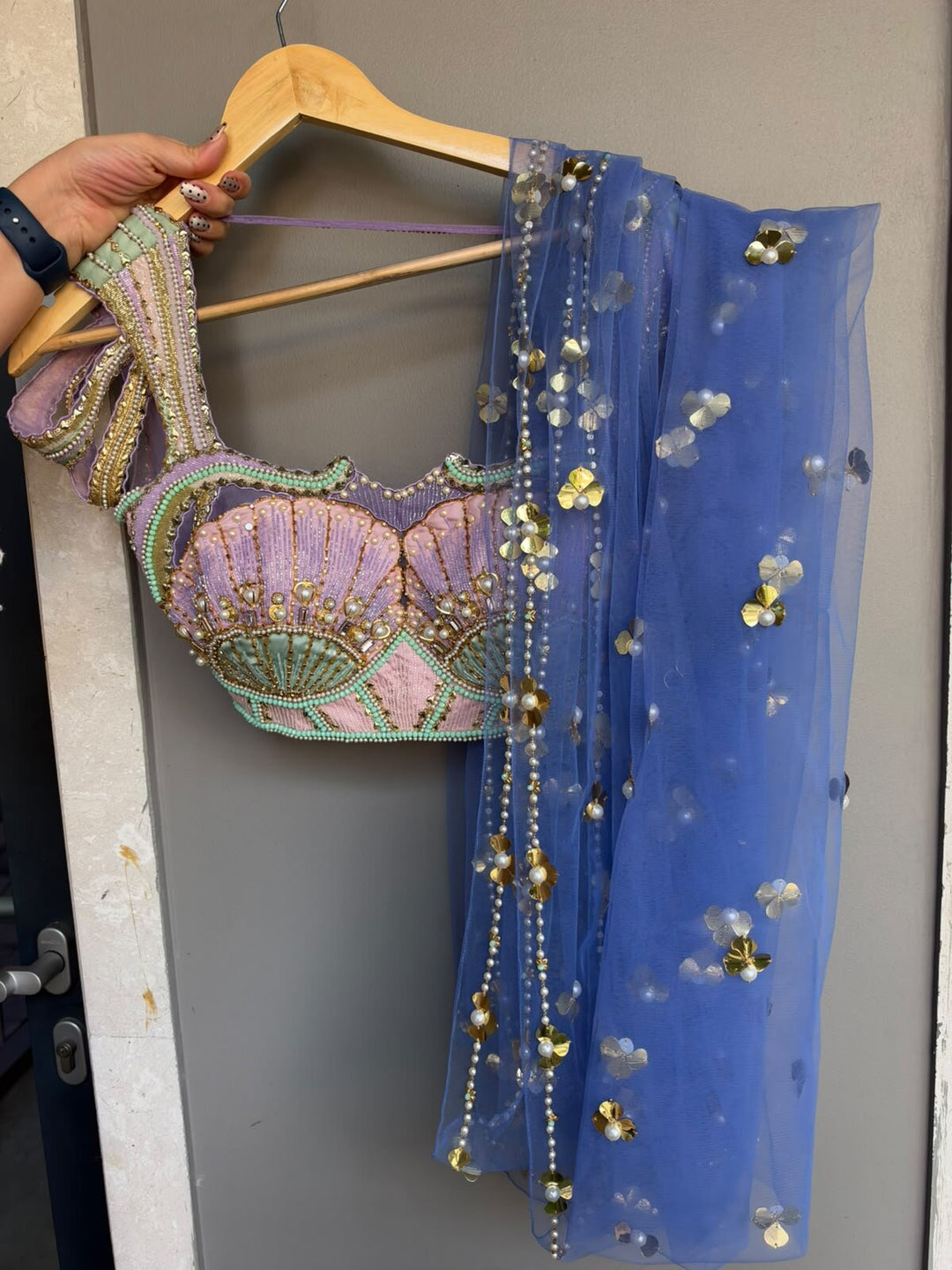 Papa Don’t Preach Blue Embellished Lehenga Set