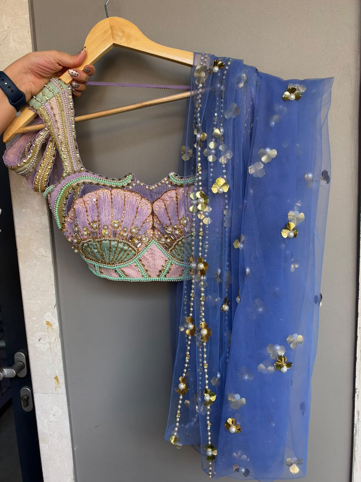 Papa Don’t Preach Blue Embellished Lehenga Set