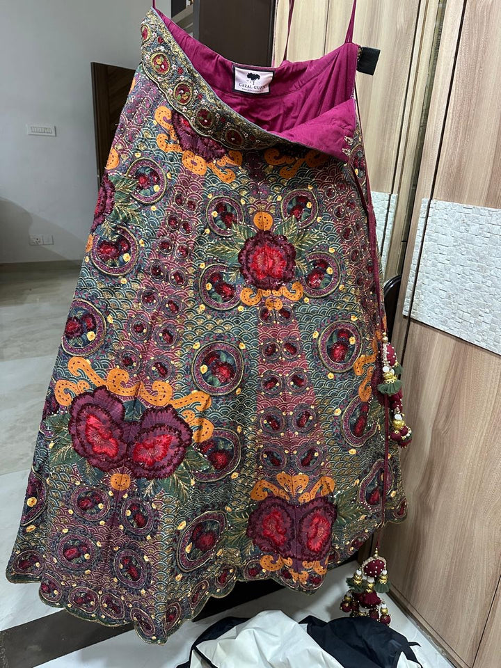 Gazal Gupta Multicoloured Embroidered Lehenga Set
