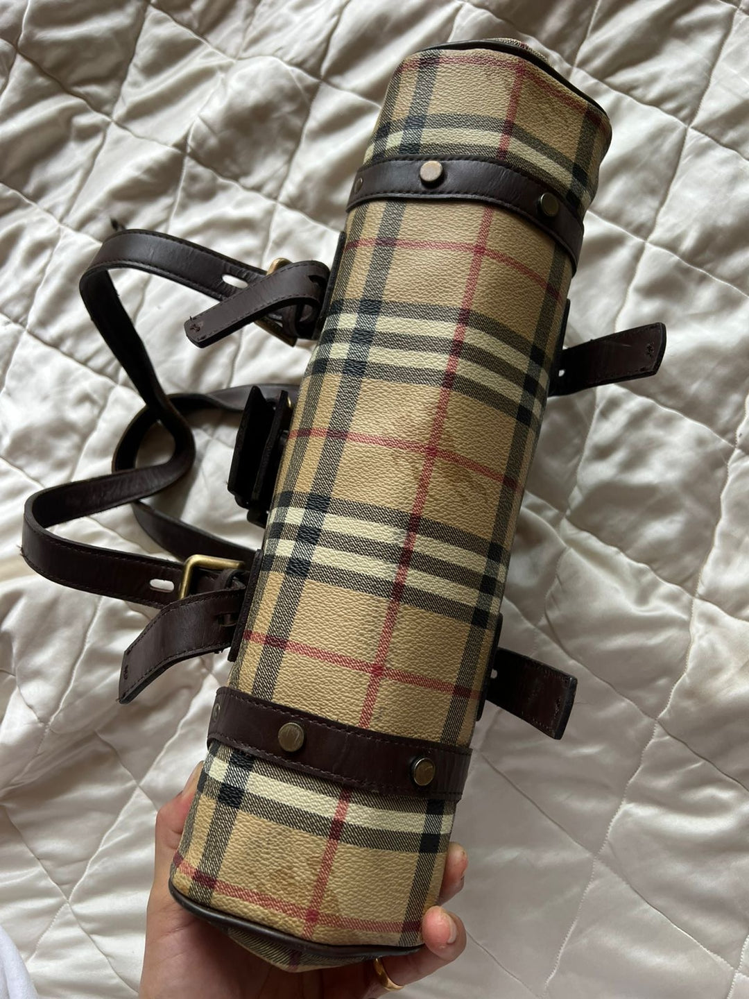 Burberry Haymarket Buckle Flap Shoulder Bag