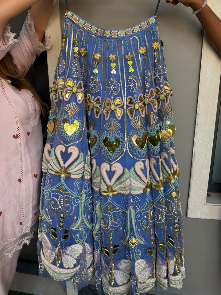 Papa Don’t Preach Blue Embellished Lehenga Set