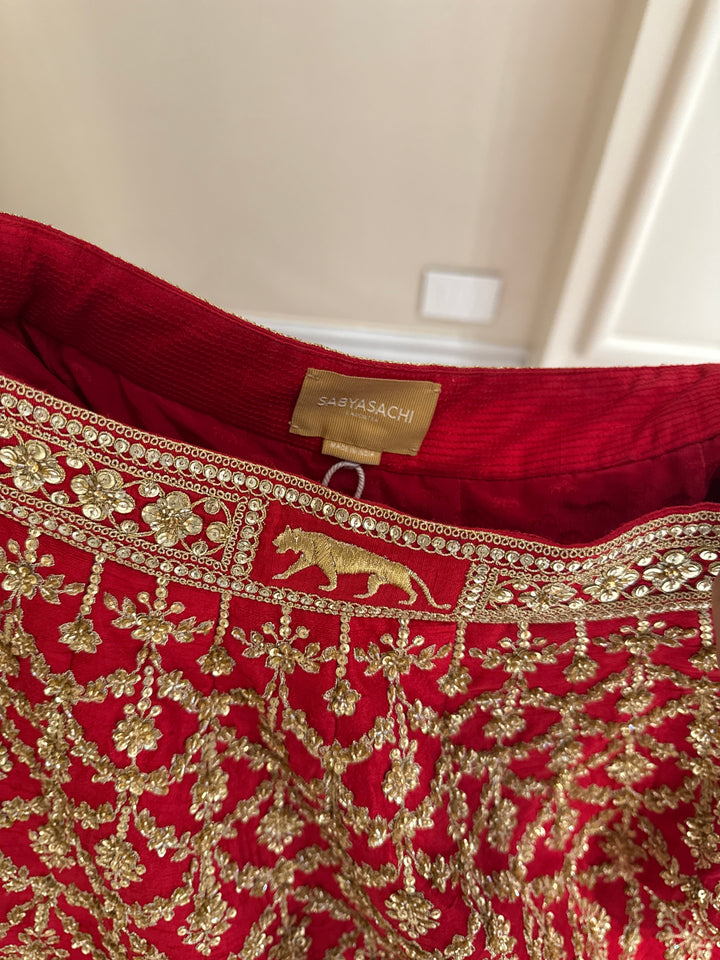 Sabyasachi Red Bridal Embroidered Lehenga Set