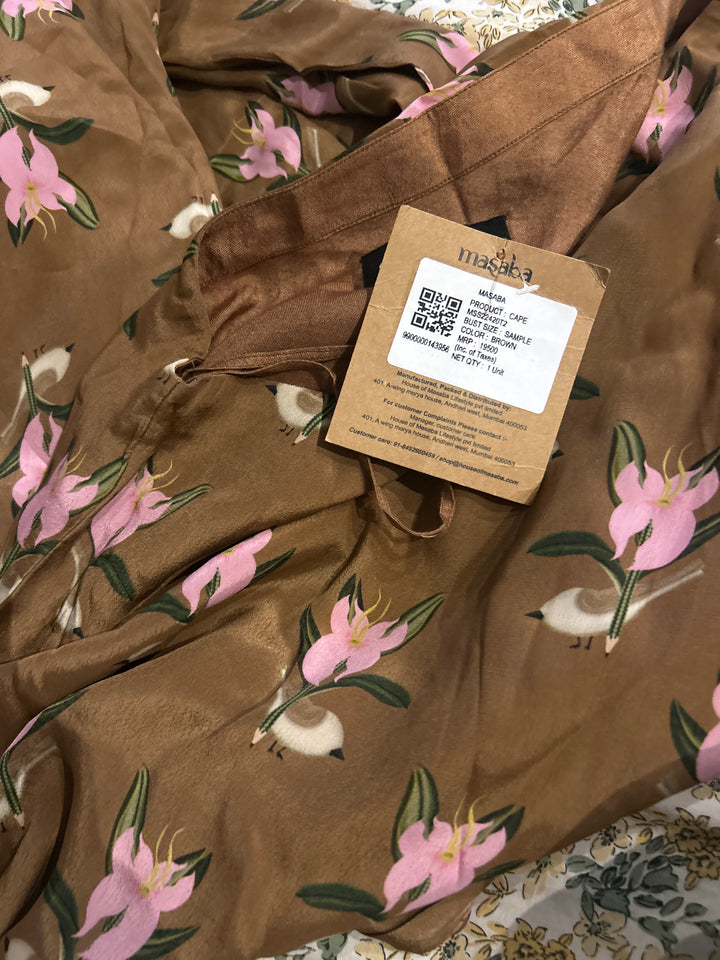 Masaba Brown Crepe One-Shoulder Maxi Dress