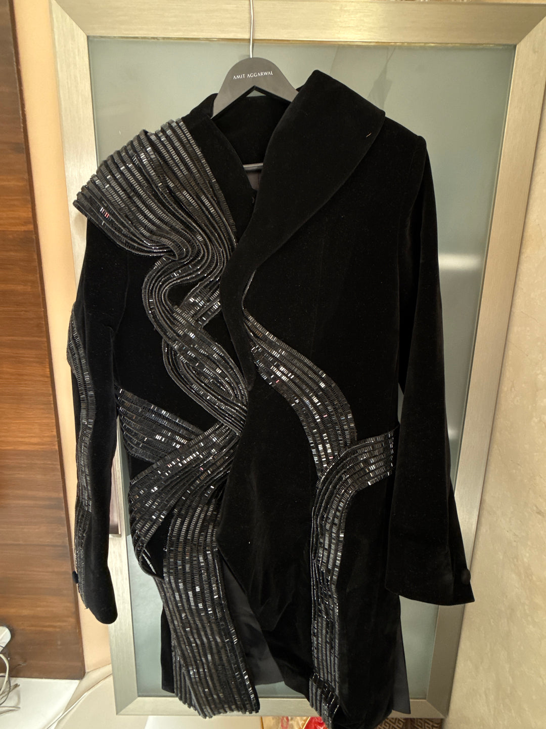 Amit Aggarwal Sculpted Velvet Embellished Jacket