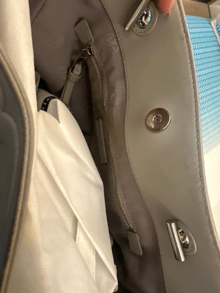 Tory Burch Grey Quilted Leather Alexa Chain Tote