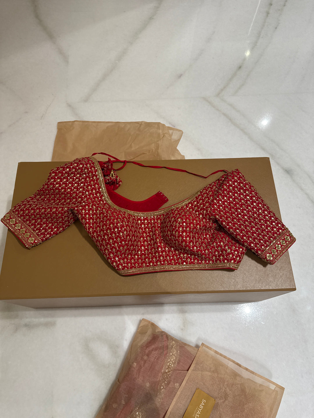 Sabyasachi Red Bridal Embroidered Lehenga Set