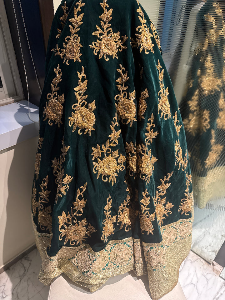 Vikram Phadnis Emerald Green Embroidered Lehenga Set