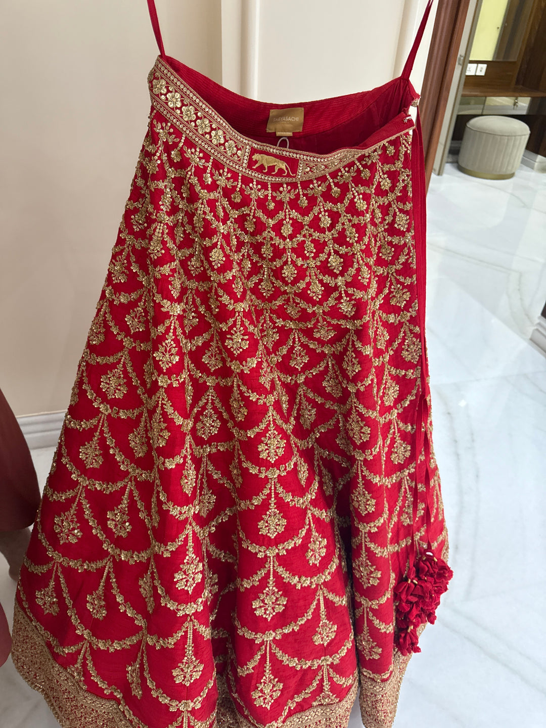 Sabyasachi Red Bridal Embroidered Lehenga Set