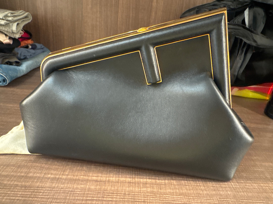 Fendi Black First Nappa Leather Clutch
