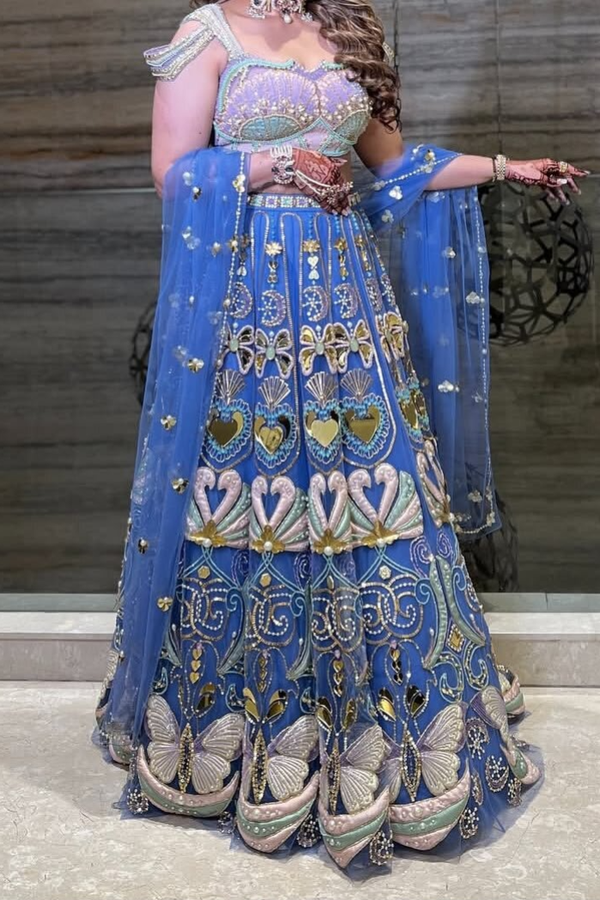 Papa Don’t Preach Blue Embellished Lehenga Set