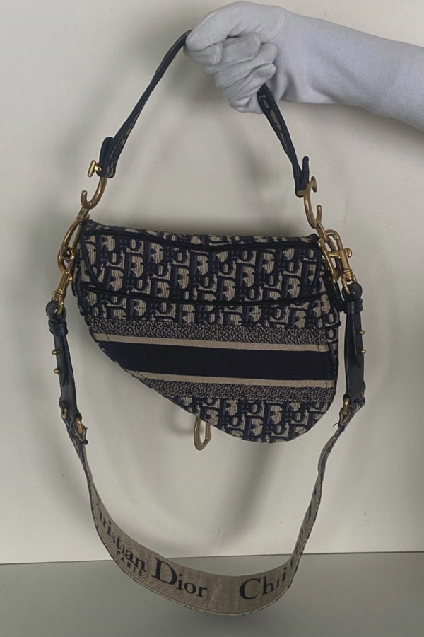 Dior Saddle Bag – Blue Dior Oblique Embroidery