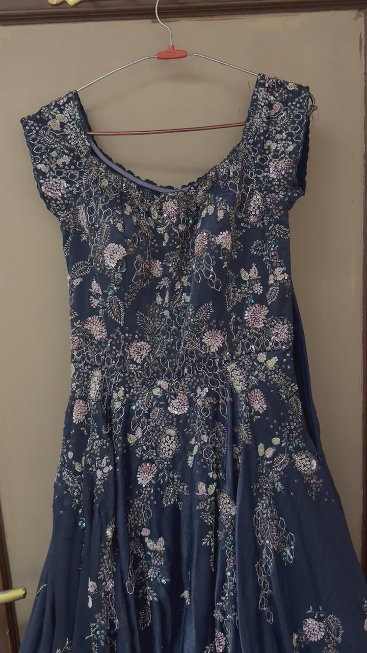 Dolly J Midnight Blue Embroidered Gown